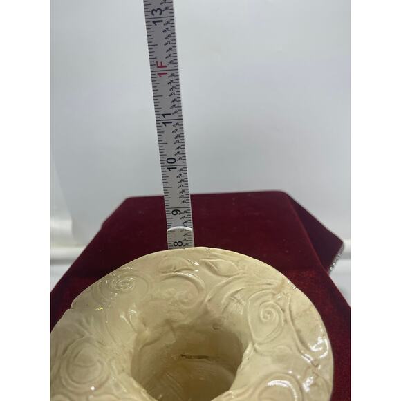 Vintage Handmade Ceramic Flower Vase NC Dogwood Floral unique top Marked - Picture 7 of 10